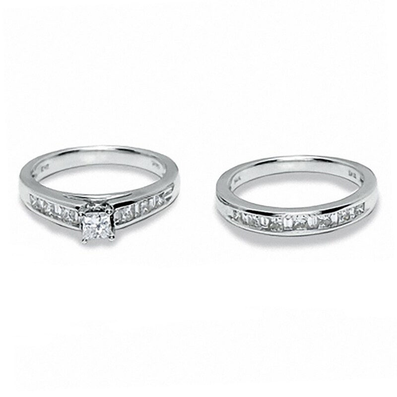 Main Image 3 of Previously Owned - 1 CT. T.W. Princess-Cut Diamond Bridal Set in 14K White Gold