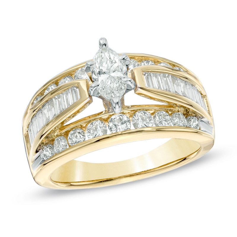 Main Image 1 of Previously Owned - 2 CT. T.W. Marquise Diamond Engagement Ring in 14K Gold