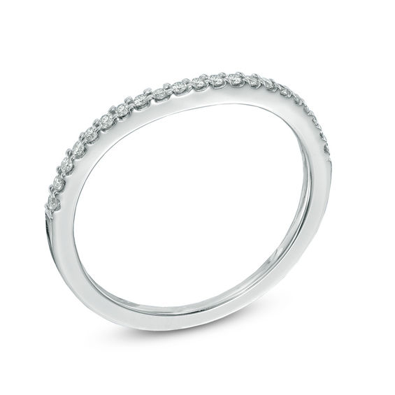 Previously Owned - 1/8 CT. T.w. Diamond Contour Wedding Band in 14K White Gold