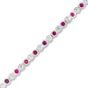 Thumbnail Image 1 of Previously Owned - Lab-Created Ruby and White Sapphire Vintage-Style Tennis Bracelet in Sterling Silver - 7.25"