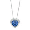 Thumbnail Image 1 of Previously Owned - 9.0mm Heart-Shaped Lab-Created Blue and White Sapphire Frame Pendant in Sterling Silver