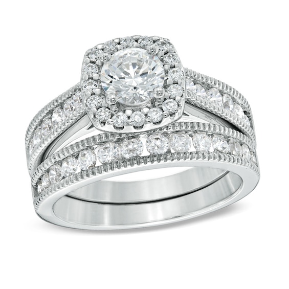 Previously Owned - Celebration Grand® 1-1/2 CT. T.w. Diamond Frame Bridal Set in 14K White Gold (H-I/I1)