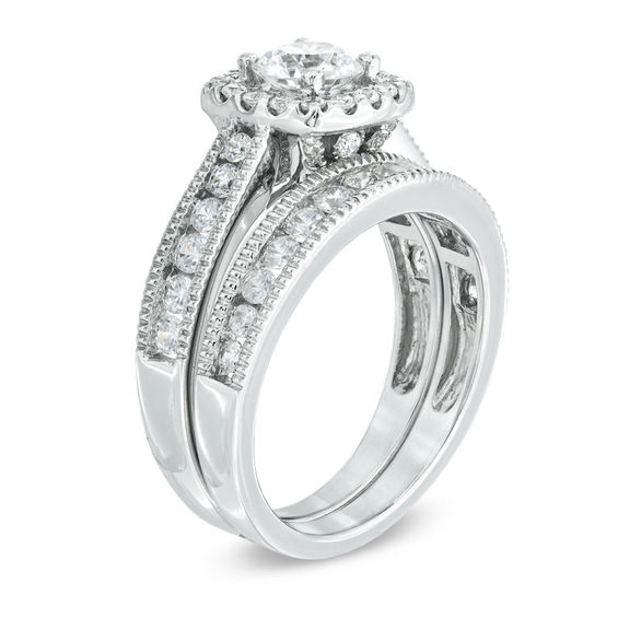 Previously Owned - Celebration GrandÂ® 1-1/2 CT. T.w. Diamond Frame Bridal Set in 14K White Gold (H-I/I1)