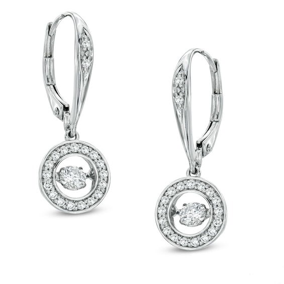 Previously Owned - 1/2 CT. T.w. Diamond Circle Drop Earrings in 10K White Gold