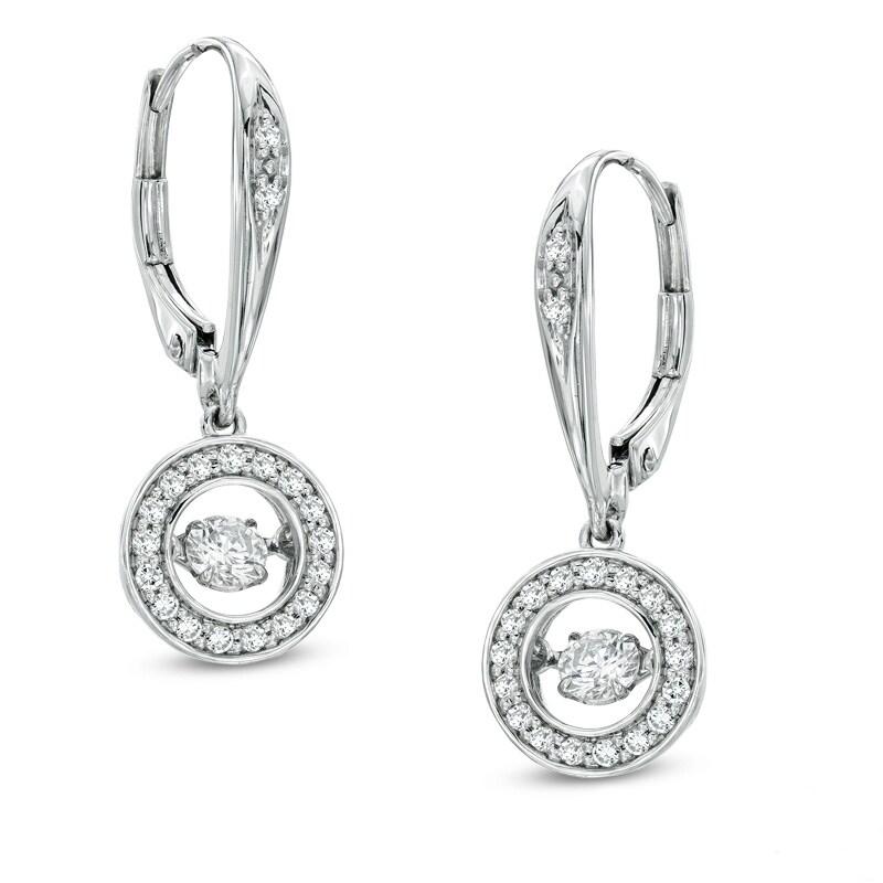 Main Image 1 of Previously Owned - 1/2 CT. T.W. Diamond Circle Drop Earrings in 10K White Gold