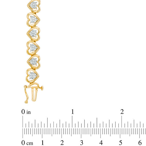 Previously Owned - Diamond Accent Heart Link Bracelet in Sterling Silver with 14K Gold Plate - 7.25"