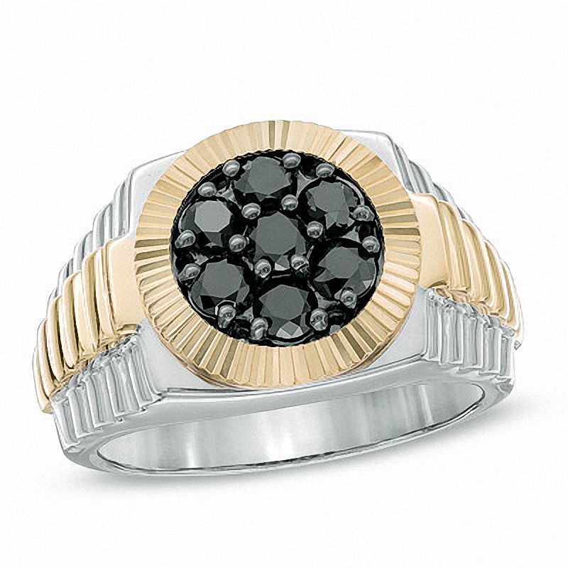 Main Image 1 of Previously Owned - 1-1/4 CT. T.W. Black Diamond Ring in Sterling Silver and 10K Gold