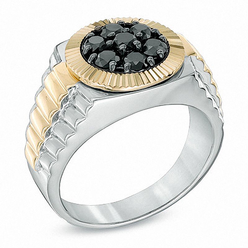 Main Image 2 of Previously Owned - 1-1/4 CT. T.W. Black Diamond Ring in Sterling Silver and 10K Gold