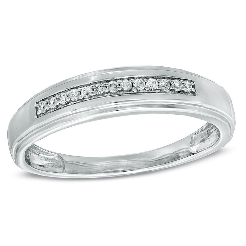 Main Image 1 of Previously Owned - Diamond Accent Wedding Band in 10K White Gold