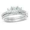 Thumbnail Image 1 of Previously Owned - 1 CT. T.W. Princess-Cut Diamond Past Present Future® Bridal Set in 14K White Gold
