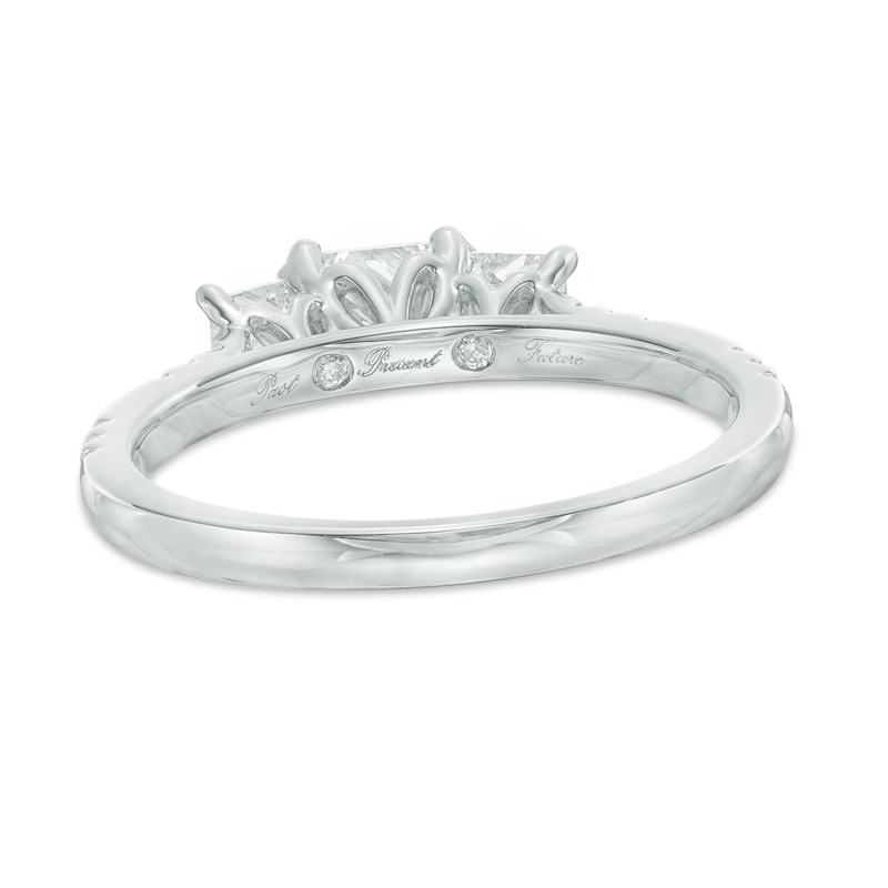 Main Image 3 of Previously Owned - 1 CT. T.W. Princess-Cut Diamond Past Present Future® Bridal Set in 14K White Gold