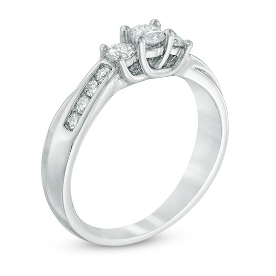 Previously Owned - 1/2 CT. T.w. Diamond Past Present FutureÂ® Engagement Ring in 10K White Gold