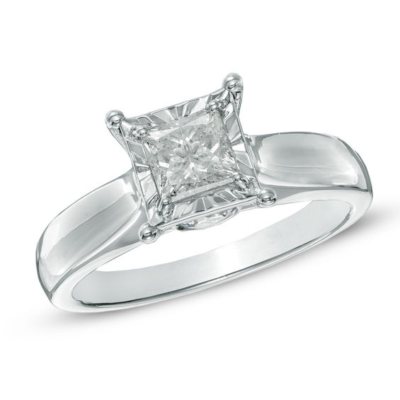Previously Owned - 1 CT. T.w. Princess-Cut Diamond Engagement Ring in 14K White Gold