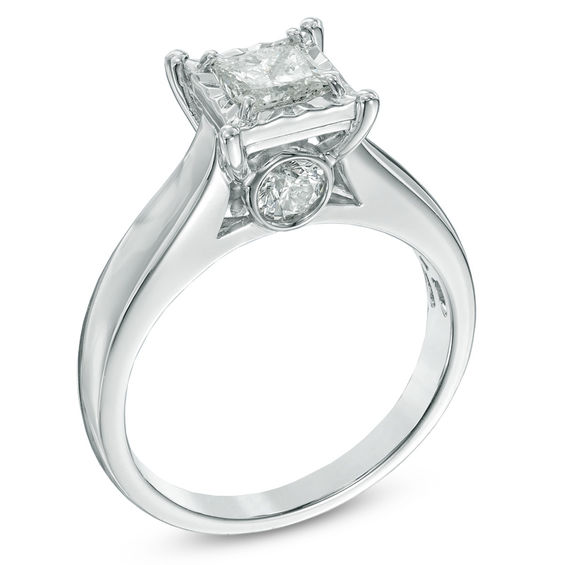 Previously Owned - 1 CT. T.w. Princess-Cut Diamond Engagement Ring in 14K White Gold
