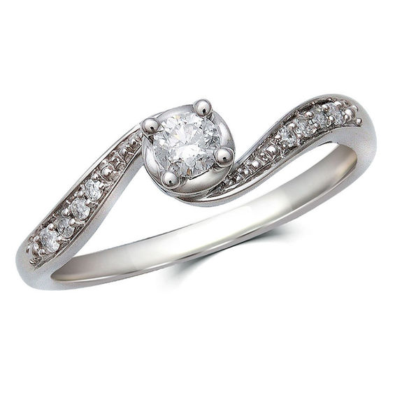 Previously Owned - 1/4 CT. T.w. Diamond Bypass Bridal Set in 10K White Gold