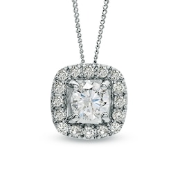 Previously Owned - 1/3 CT. T.W. Diamond Frame Pendant in 14K White Gold (I/I2) - 17"