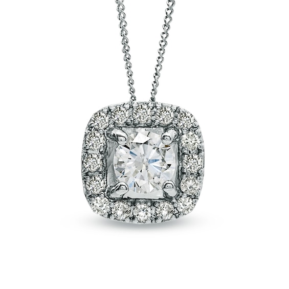 Previously Owned - 1/3 CT. T.w. Diamond Frame Pendant in 14K White Gold (I/I2) - 17"