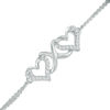Thumbnail Image 1 of Previously Owned - Lab-Created White Sapphire Double Heart Infinity Bracelet in Sterling Silver - 7.25"