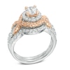 Thumbnail Image 2 of Previously Owned - 1-1/2 CT. T.W. Champagne and White Diamond Double Frame Bridal Set in 14K Two-Tone Gold
