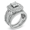 Thumbnail Image 2 of Previously Owned - 2-1/4 CT. T.W. Princess-Cut Quad Diamond Frame Bridal Set in 14K White Gold