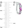 Thumbnail Image 2 of Previously Owned - Lab-Created Ruby and Multi-Color Sapphire Hoop Earrings in Sterling Silver