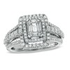 Thumbnail Image 1 of Previously Owned - 1 CT. T.W. Multi-Baguette Diamond Double Frame Engagement Ring in 14K White Gold