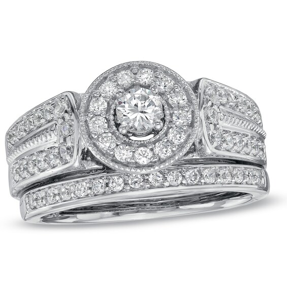 Previously Owned - 3/4 CT. T.w. Diamond Frame Bridal Set in 10K White Gold