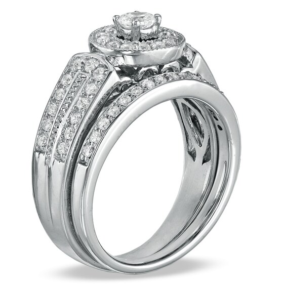 Previously Owned - 3/4 CT. T.w. Diamond Frame Bridal Set in 10K White Gold