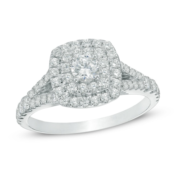 Previously Owned - 1 CT. T.w. Diamond Double Square Frame Engagement Ring in 10K White Gold