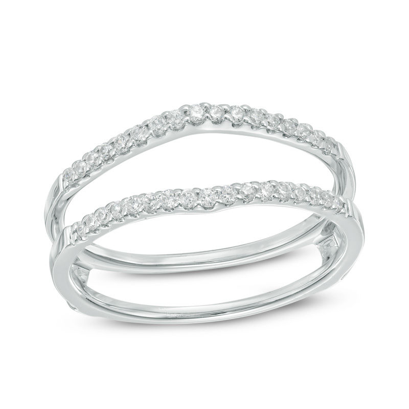 Main Image 1 of Previously Owned - 1/4 CT. T.W. Diamond Chevron Solitaire Enhancer in 14K White Gold