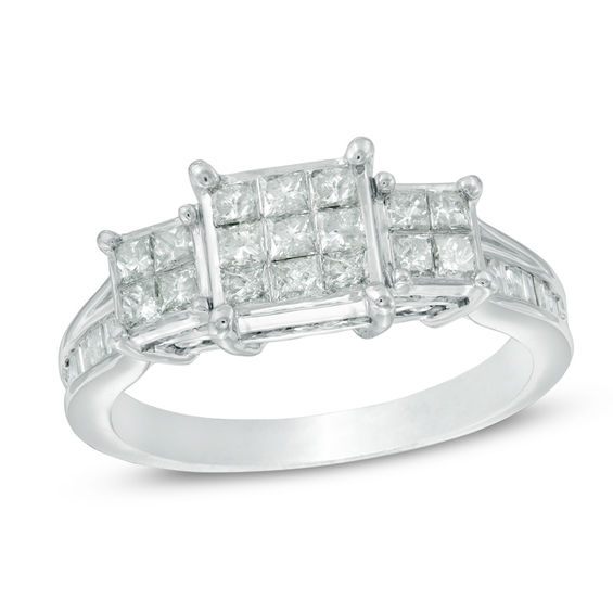 Previously Owned - 1 CT. T.w. Diamond Three Stone Composite Engagement Ring in 10K White Gold