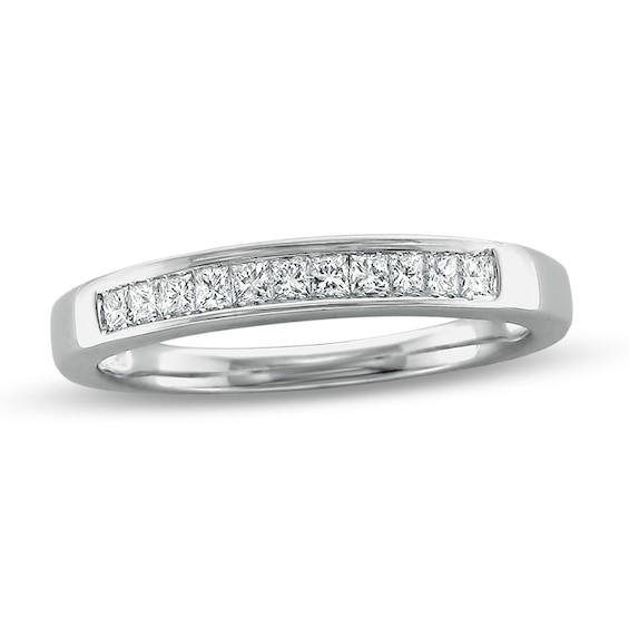 Previously Owned - 1/4 CT. T.w. Princess-Cut Diamond Wedding Band in 14K White Gold (J/Vs2)