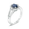 Thumbnail Image 2 of Previously Owned - Oval Blue Sapphire and 1/3 CT. T.W. Diamond Frame Ring in 10K White Gold