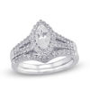 Thumbnail Image 1 of Previously Owned - Marquise Lab-Created White Sapphire Frame Bridal Set in Sterling Silver