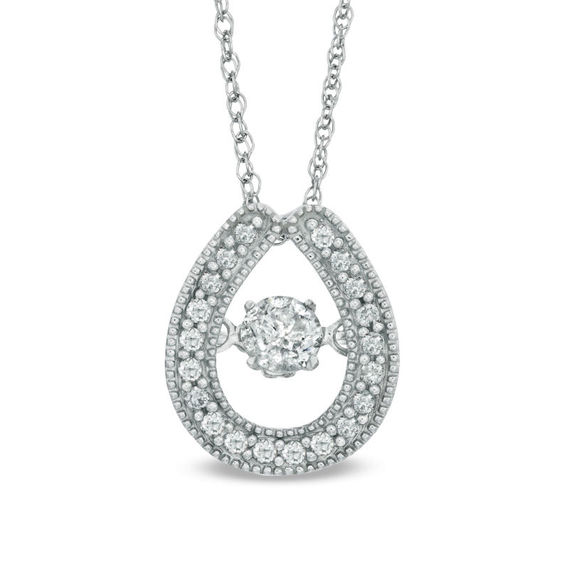 Previously Owned - 1/4 CT. T.W. Diamond Teardrop Pendant in 10K White Gold