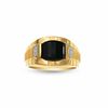 Thumbnail Image 0 of Previously Owned - Men's Barrel-Cut Onyx Ring in 10K Gold with Diamond Accents