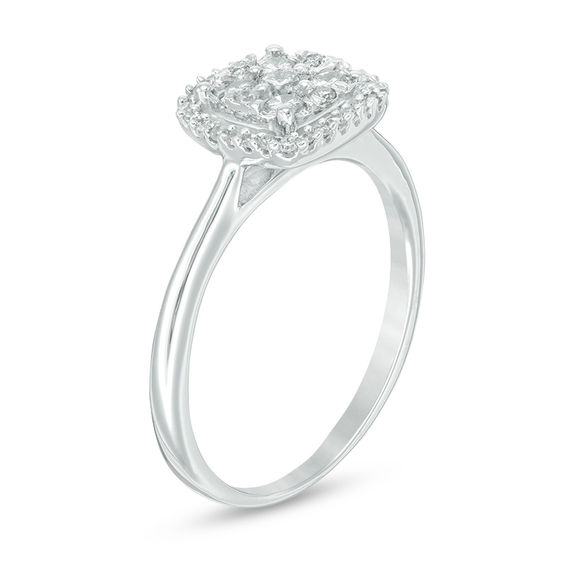 Previously Owned - 1/2 CT. T.w. Diamond Cluster Frame Ring in 10K White Gold