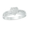 Thumbnail Image 2 of Previously Owned - 1/3 CT. T.W. Diamond Heart Frame Slant Comfort Fit Wedding Ensemble in 10K White Gold