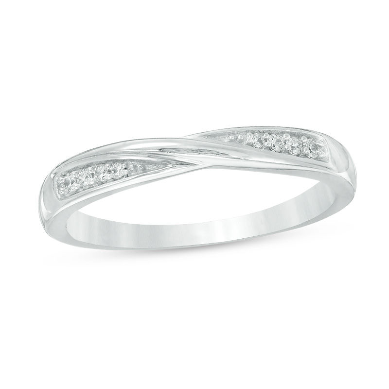 Main Image 3 of Previously Owned - 1/3 CT. T.W. Diamond Heart Frame Slant Comfort Fit Wedding Ensemble in 10K White Gold