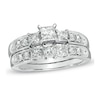 Thumbnail Image 1 of Previously Owned - 3 CT. T.W. Princess-Cut Diamond Three Stone Bridal Set in 14K White Gold