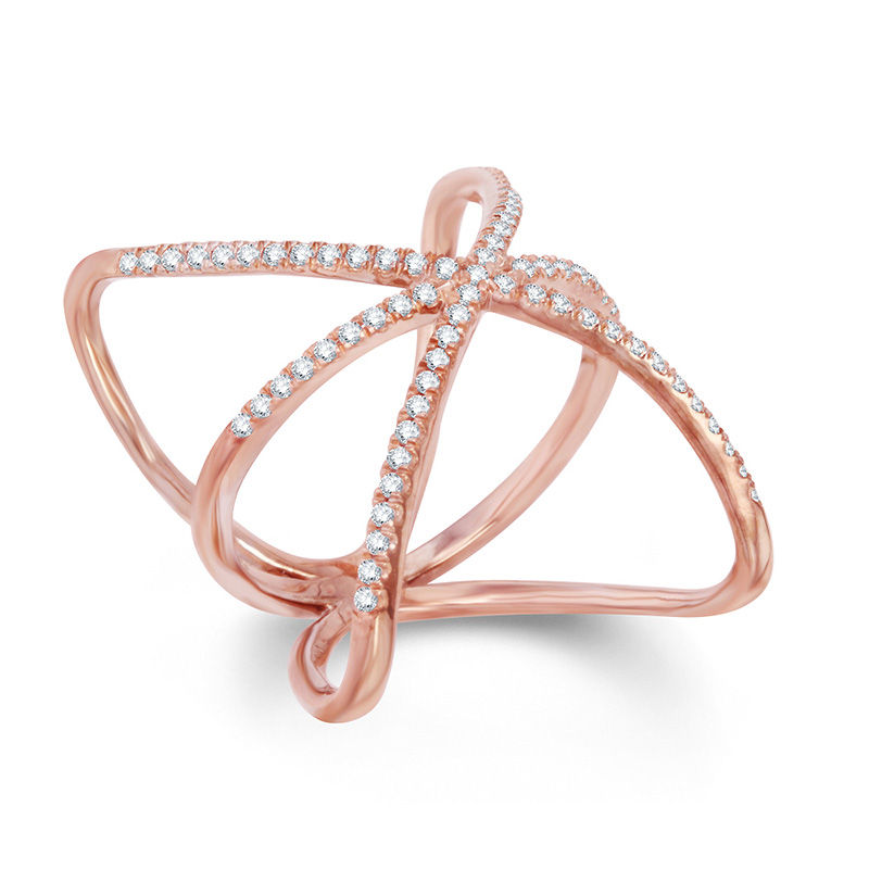 Main Image 2 of Previously Owned - Lab-Created White Sapphire Triple Orbit Ring in Sterling Silver with 14K Rose Gold Plate