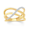 Thumbnail Image 1 of Previously Owned - Lab-Created White Sapphire Wave Ring in Sterling Silver with 14K Gold Plate