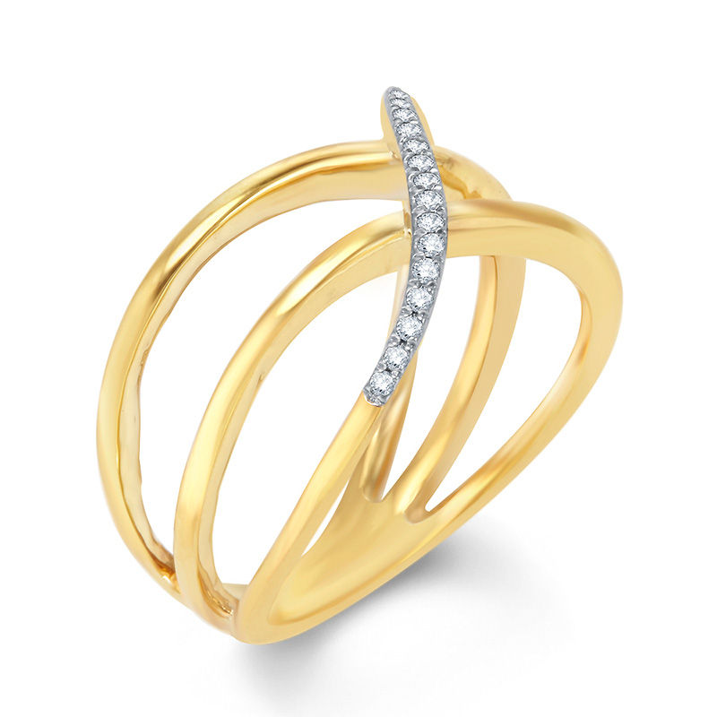 Main Image 2 of Previously Owned - Lab-Created White Sapphire Wave Ring in Sterling Silver with 14K Gold Plate