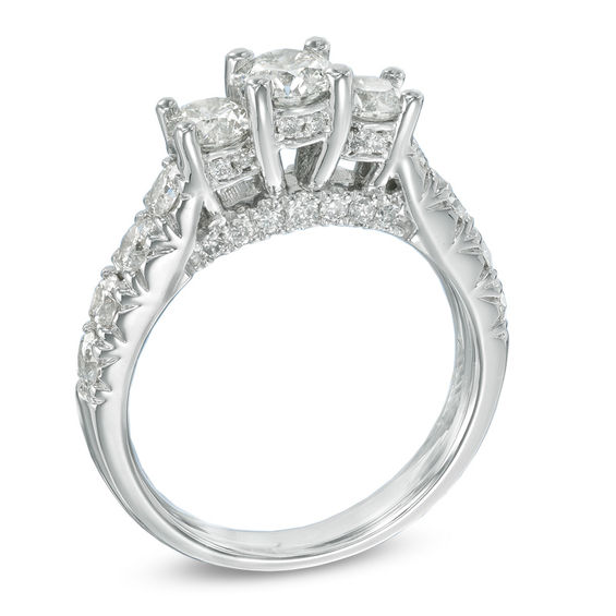 Previously Owned - Celebration GrandÂ® 2 CT. T.w. Diamond Three Stone Engagement Ring in 14K White Gold (I-J/I1)