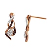 Thumbnail Image 1 of Previously Owned - 1/6 CT. T.W. Enhanced Cognac and White Diamond Infinity with Heart Drop Earrings in 10K Rose Gold