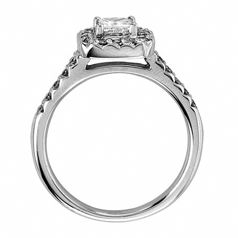 Main Image 2 of Previously Owned - 3/4 CT. T.W. Princess-Cut Diamond Engagement Ring in 14K White Gold