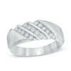 Thumbnail Image 0 of Previously Owned - Men's 1/2 CT. T.W. Diamond Three Row Slant Wedding Band in 10K White Gold