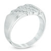 Thumbnail Image 1 of Previously Owned - Men's 1/2 CT. T.W. Diamond Three Row Slant Wedding Band in 10K White Gold