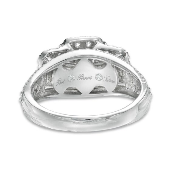 Previously Owned - 1-1/2 CT. T.w. Emerald-Cut Diamond Past Present FutureÂ® Ring in 14K White Gold