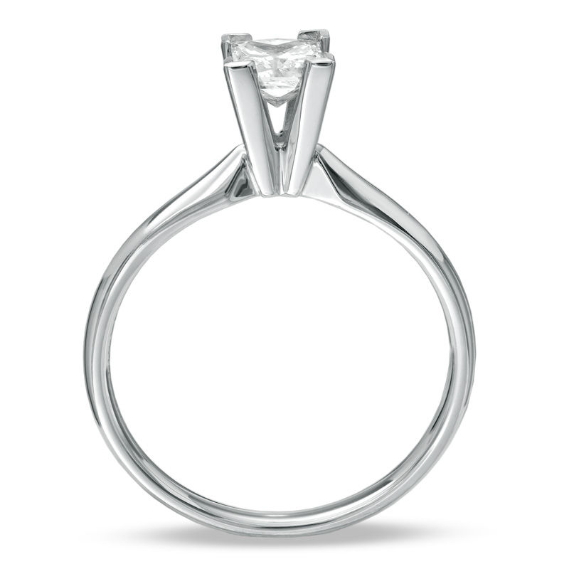 Main Image 2 of Previously Owned - 5/8 CT. Princess-Cut Diamond Solitaire Engagement Ring in 14K White Gold
